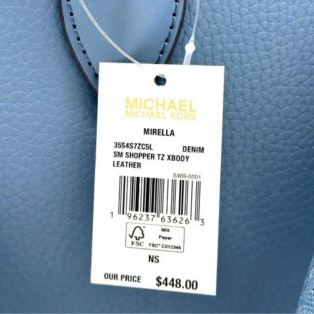 Michael Kors Mirella Small Pebbled Leather Crossbody Bag Blue Denim
